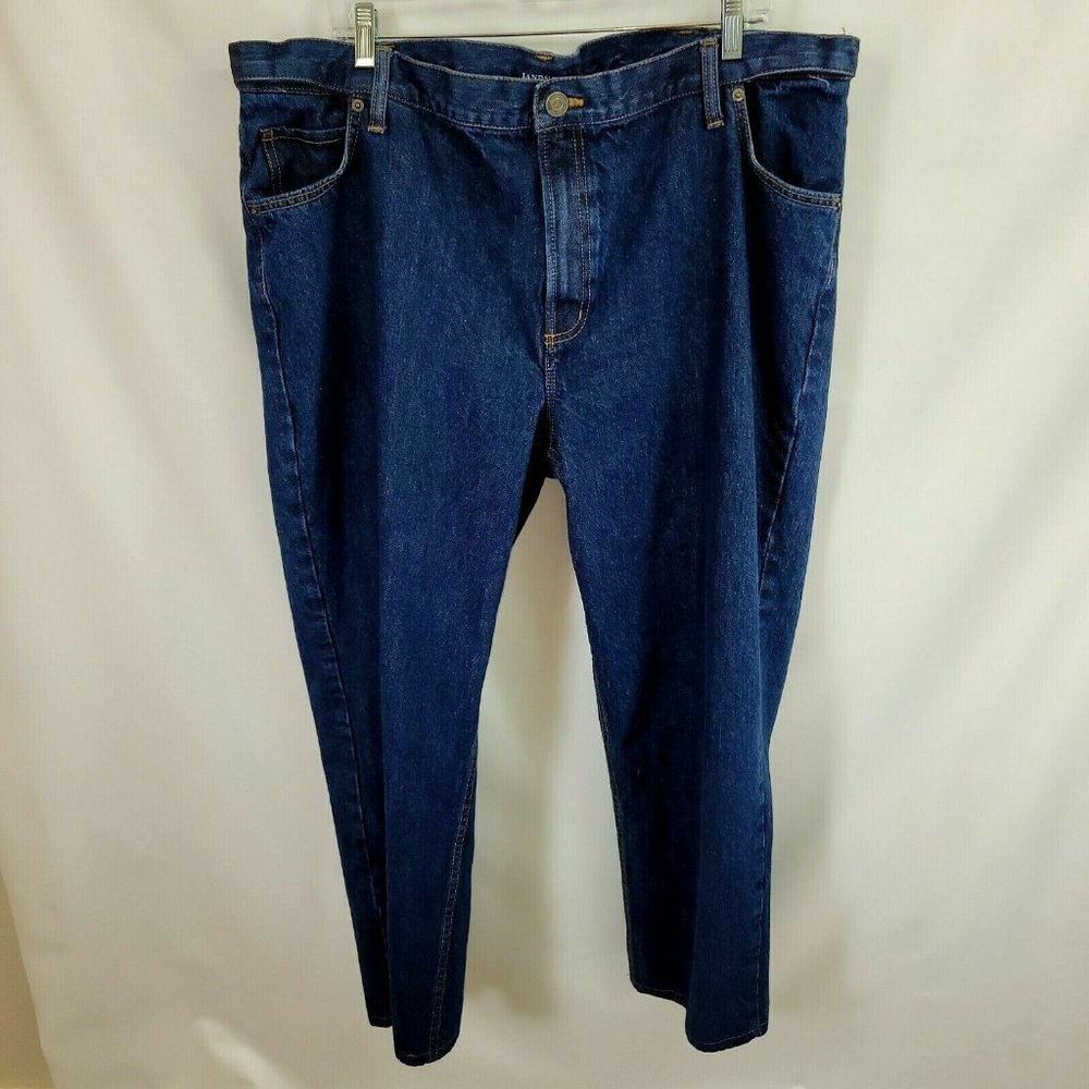 Lands' End 44 (42x28) Traditional Fit Blue Jeans Comfort Waist Stretch Dark Wash